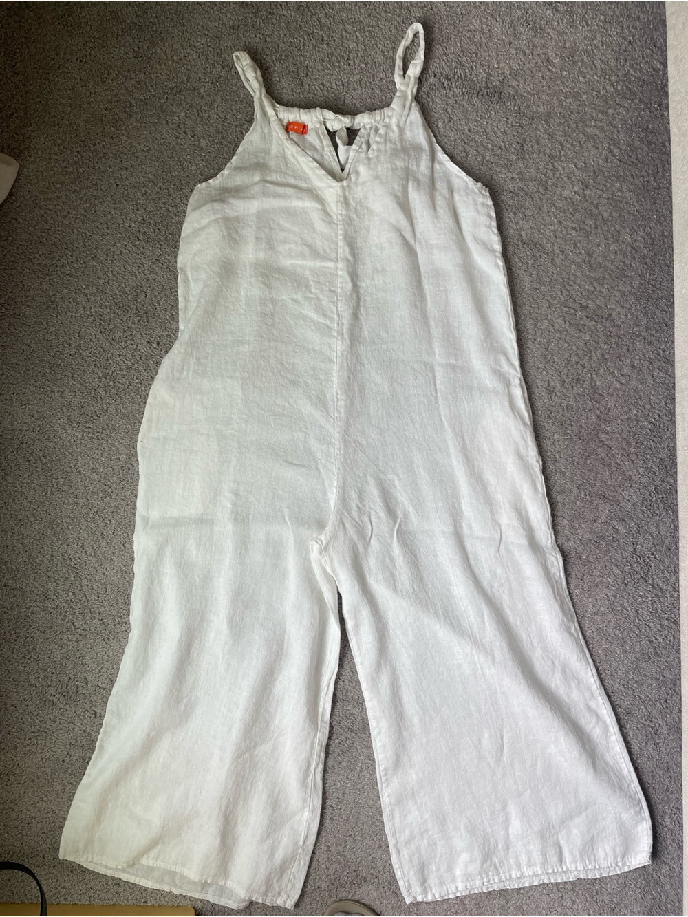 Italian 100% Linen White Wide-Leg Jumpsuit